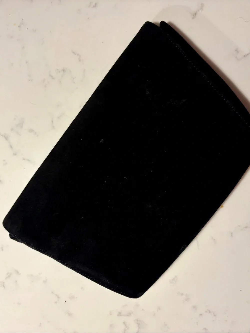 Black suede evening clutch